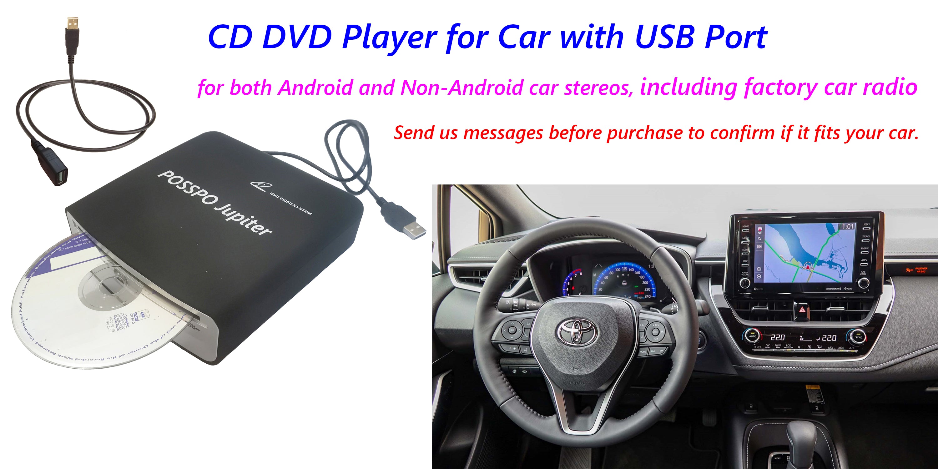 Portable External CD Player for car USB Port Compatible with More Cars